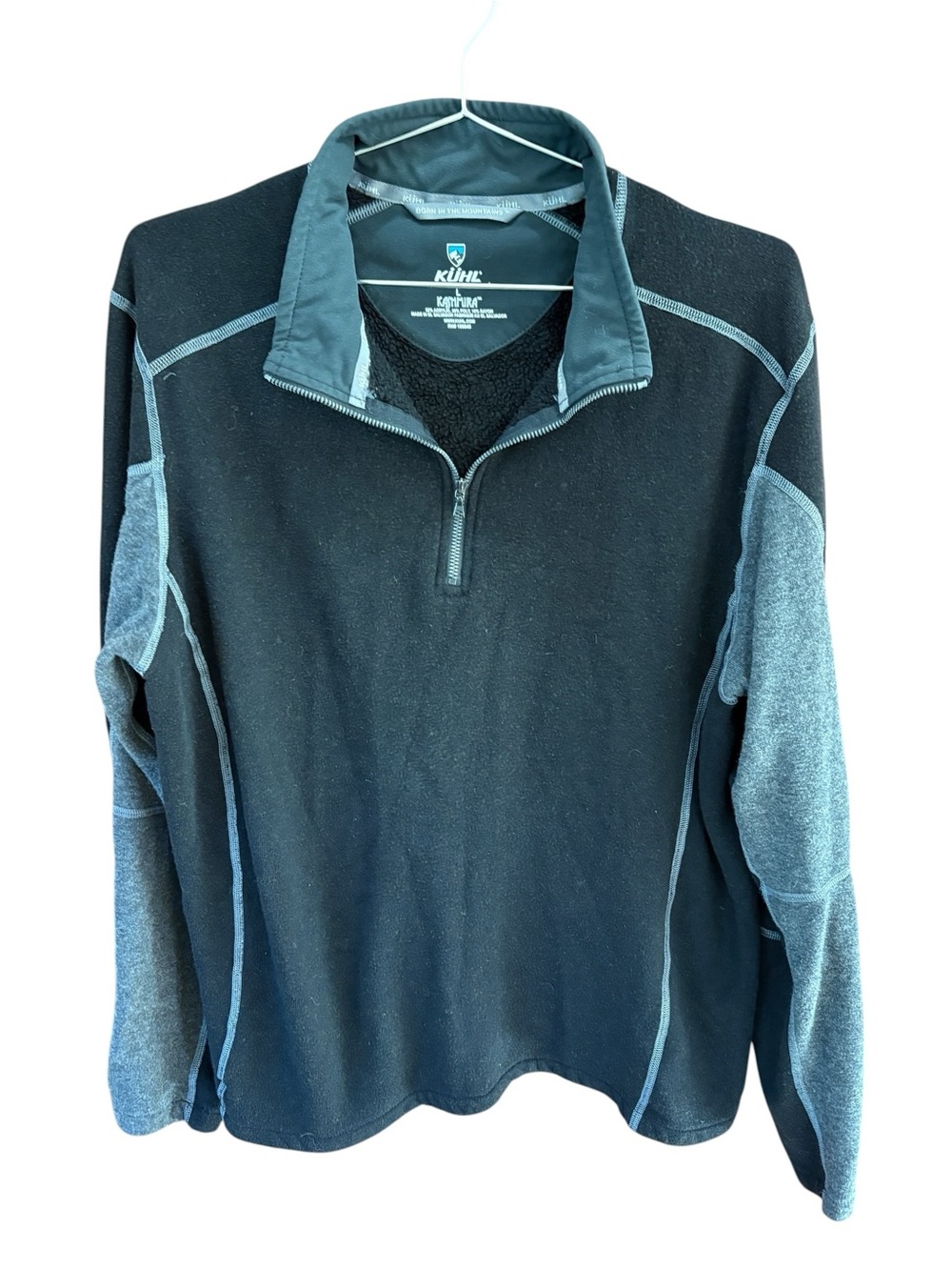 KUHL Revel 1/4 Zip Fleece Pullover Black Gray Kashmira Size L